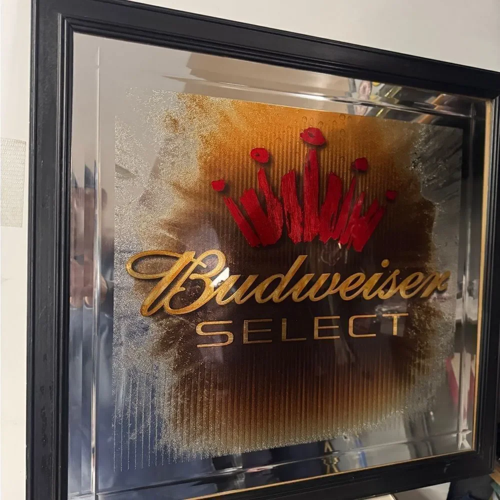 Budweiser Select framed beveled mirror 24x24 great shape!!!